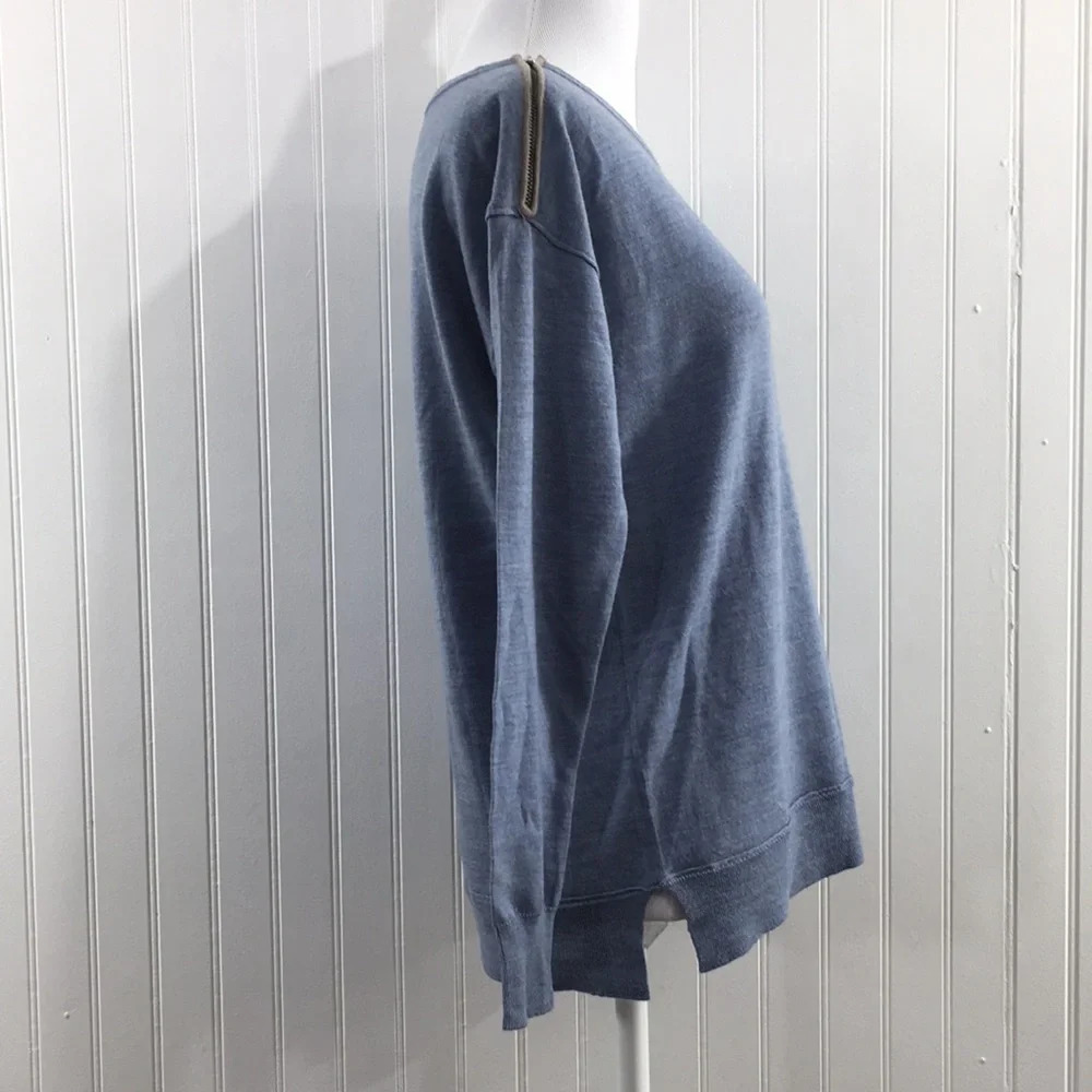 J. Crew Gray Merino Wool Shoulder Zip‎ Sweater Womens XS Pullover - Picture 2 of 11